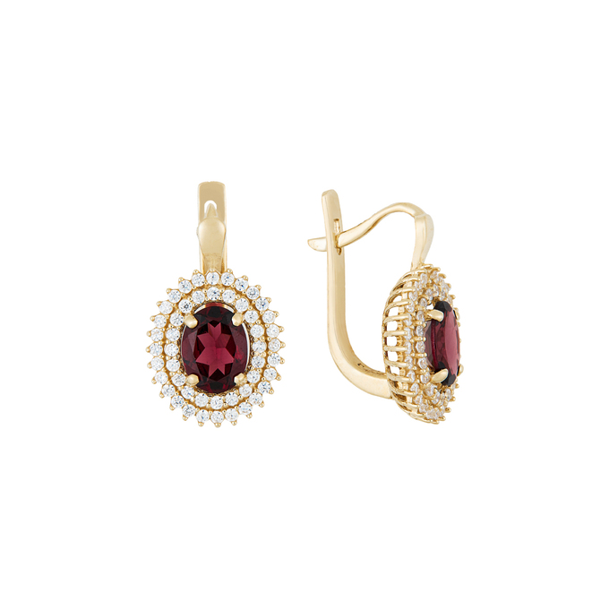 Серьги из золота 585 пробы c гранатами и фианитами, Л 3208 8330 за 56080