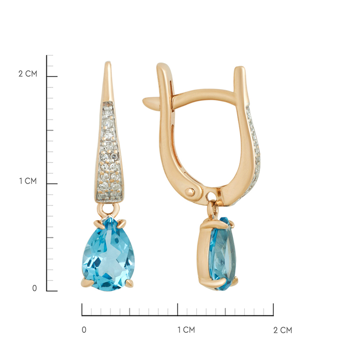 Серьги из золота 585 пробы c топазами и бриллиантами, К 0000 5200 за 33900