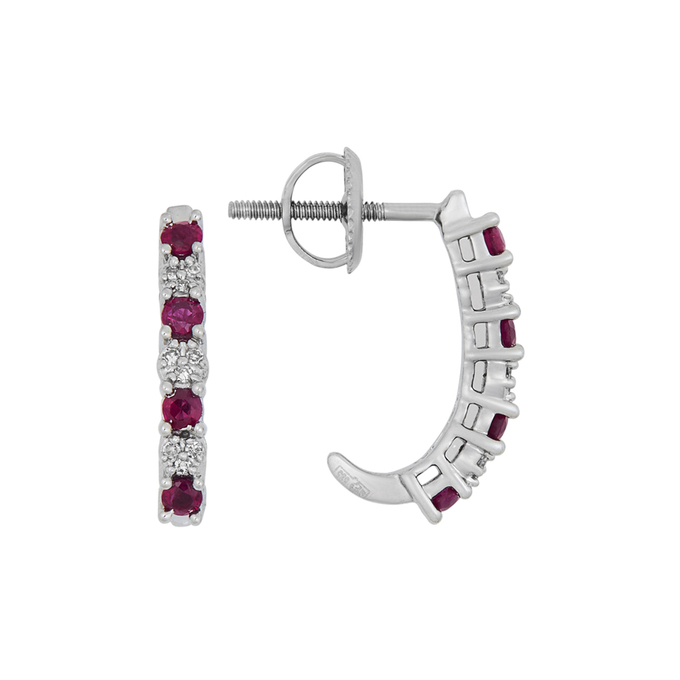 Серьги из золота 585 пробы c рубинами и бриллиантами, К 0000 4118 за 35800