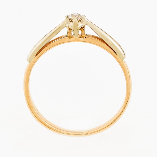 Кольцо из комбинированного золота 585 пробы c 1 бриллиантом, Л30130072 за 9300