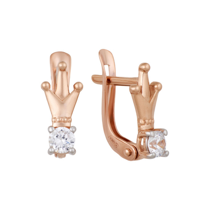 Серьги из золота 585 пробы с фианитами, Л 7303 9920 за 13400