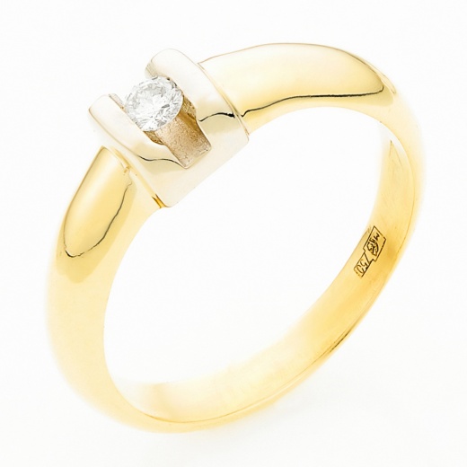 Кольцо из комбинированного золота 750 пробы c 1 бриллиантом Л47083583 фото 1