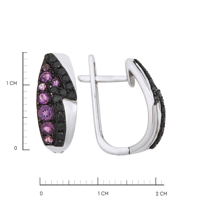 Серьги из золота 585 пробы c аметистами и бриллиантами, Л 0511 0052 за 49200