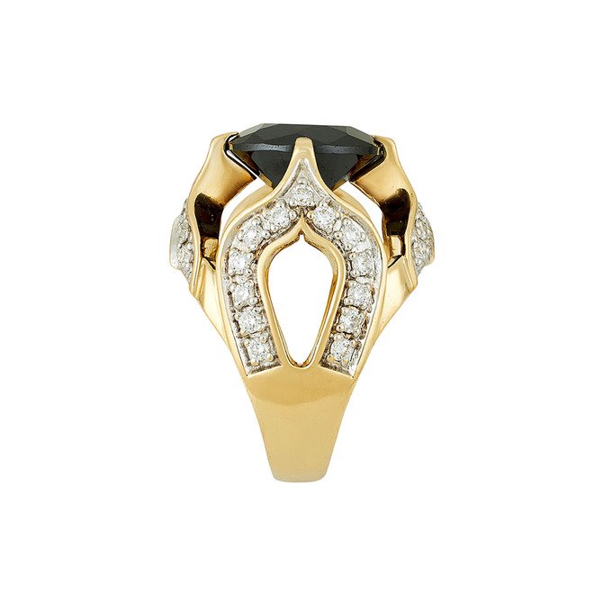 Кольцо из золота 750 пробы c бриллиантами и синтетическим камнем