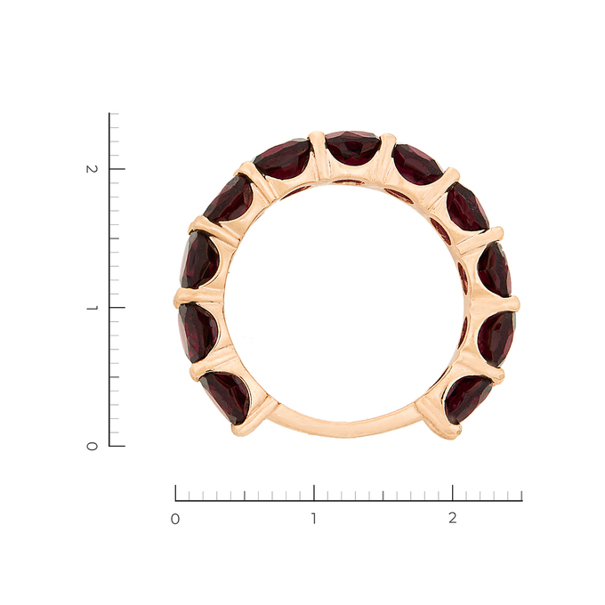 Кольцо из красного золота 750 пробы c 11 гранатами, Л 2809 6466 за 47000