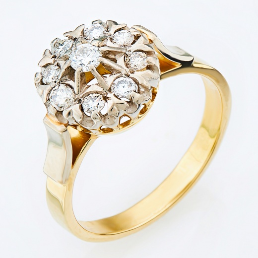 Кольцо из комбинированного золота 585 пробы c 9 бриллиантами 139745 фото 1