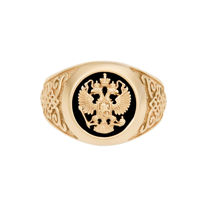 Кольцо из золота 585 пробы c ониксом