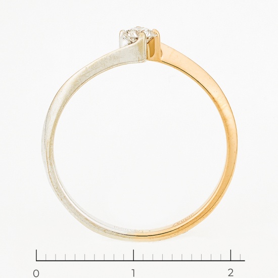 Кольцо из комбинированного золота 585 пробы c 1 бриллиантом, Л29119699 за 9065