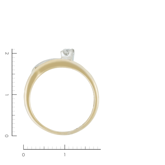 Кольцо из комбинированного золота 585 пробы c 1 бриллиантом, Л18111555 за 17520