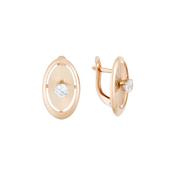 Серьги из золота 585 пробы c 2 фианитами