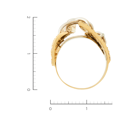 Кольцо из комбинированного золота 585 пробы c камнями синтетическими, Л23157827 за 72940