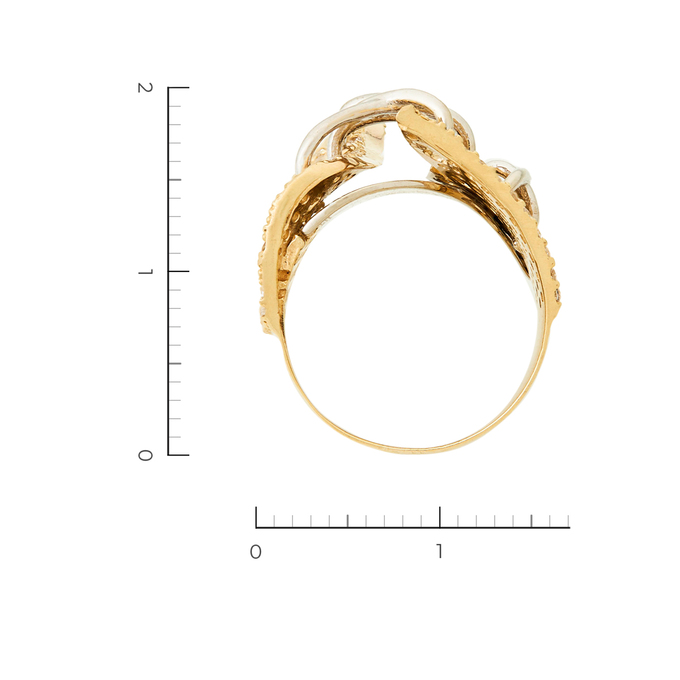 Кольцо из комбинированного золота 585 пробы c камнями синтетическими, Л 2315 7827 за 72940