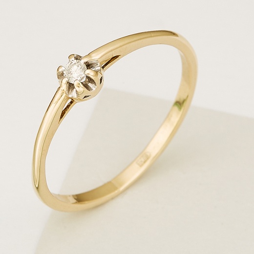 Кольцо из комбинированного золота 585 пробы c 1 бриллиантом Л16129220 фото 1