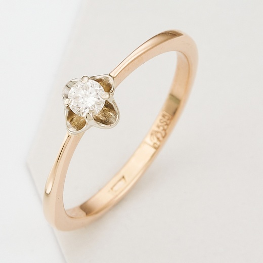 Кольцо из комбинированного золота 585 пробы c 1 бриллиантом Л61006852 фото 1