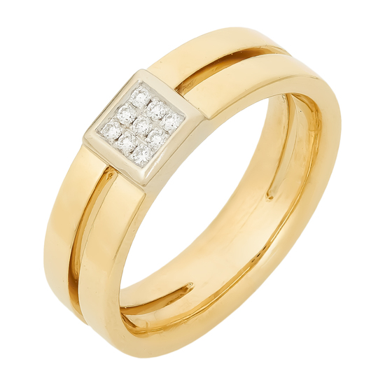 Кольцо из комбинированного золота 750 пробы c 9 бриллиантами, Л24142379 за 128000