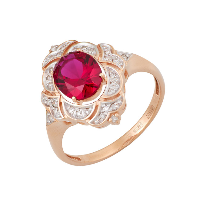 Кольцо из золота 585 пробы с бриллиантами и корундом, Л 7303 7190 за 45200