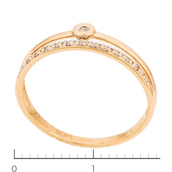 Кольцо из красного золота 585 пробы c 12 бриллиантами, Л35060063 за 6250
