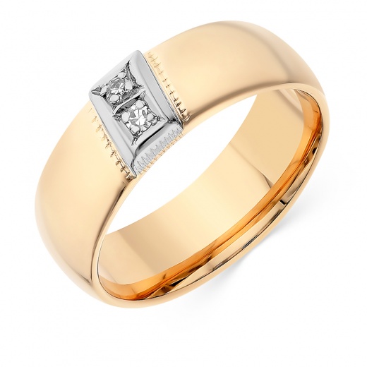 Кольцо из комбинированного золота 585 пробы c 2 упр. огр. бриллиантами 089976 фото 1