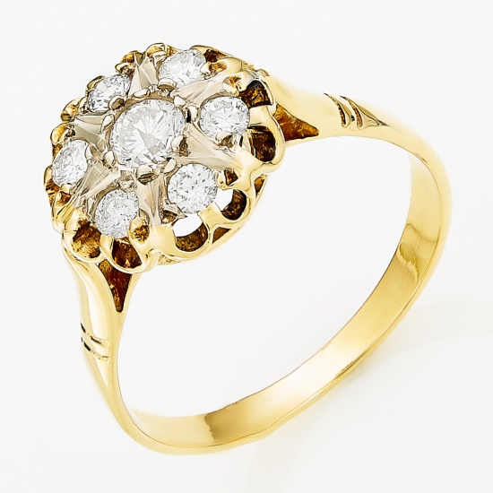 Кольцо из комбинированного золота 750 пробы c 7 бриллиантами