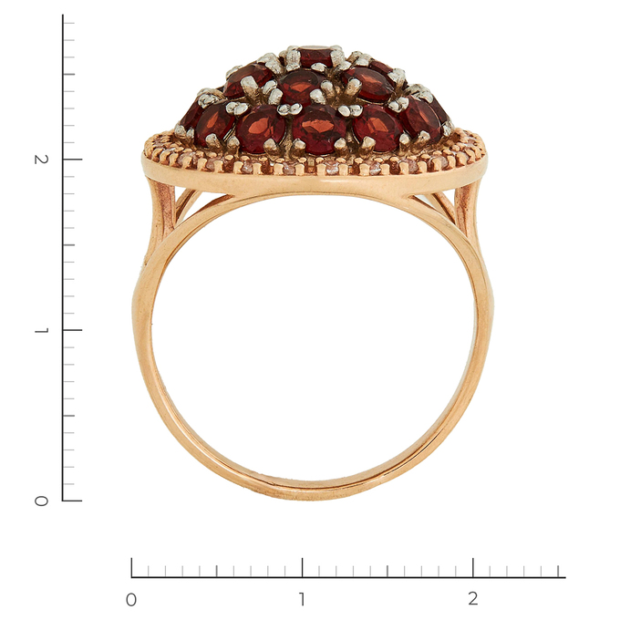 Кольцо из золота 585 пробы c гранатами и синт.камнями, Л 2808 9805 за 45000