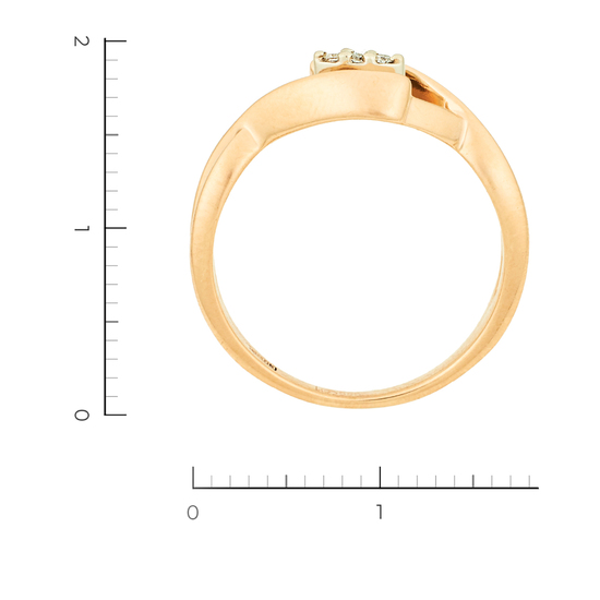 Кольцо из красного золота 585 пробы c 3 бриллиантами, Л35061690 за 17450
