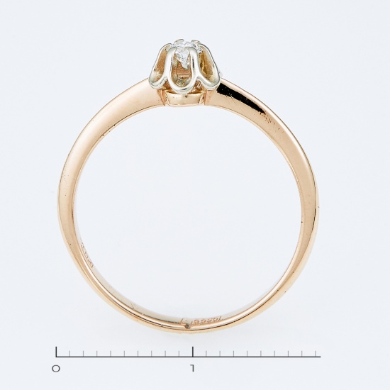 Кольцо из комбинированного золота 585 пробы c 1 бриллиантом, Л05130627 за 9275