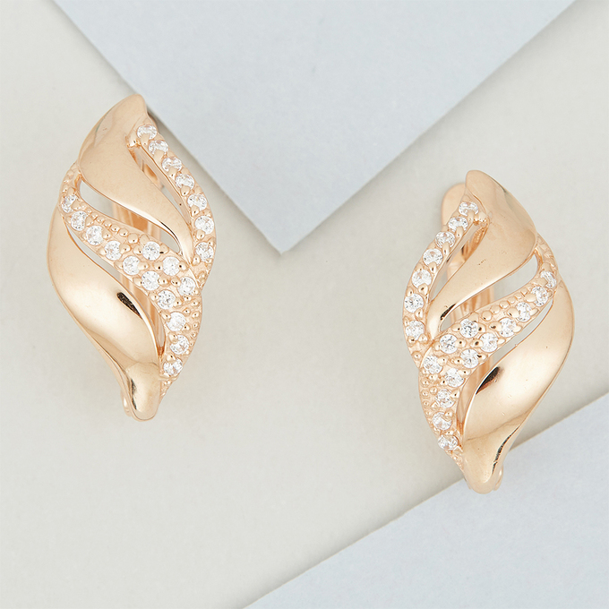 Серьги из красного золота 375 пробы c фианитами