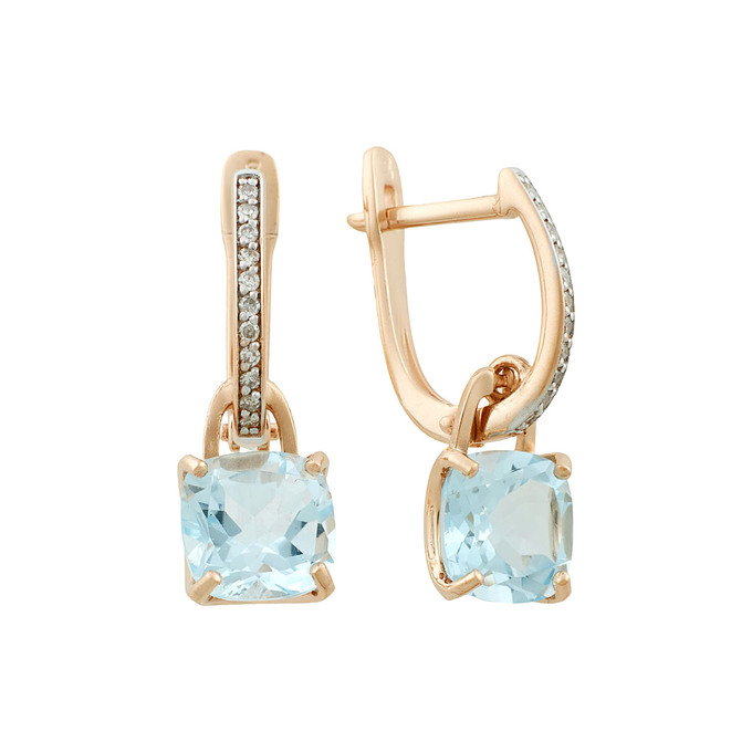 Серьги из золота 585 пробы c топазами и бриллиантами, Ц О007 2395 за 39200