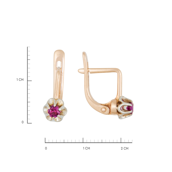 Серьги из золота 585 пробы c корундами, Л 2212 3550 за 20320