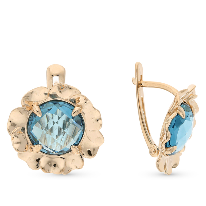 Серьги из золота 585 пробы c синт.камнями