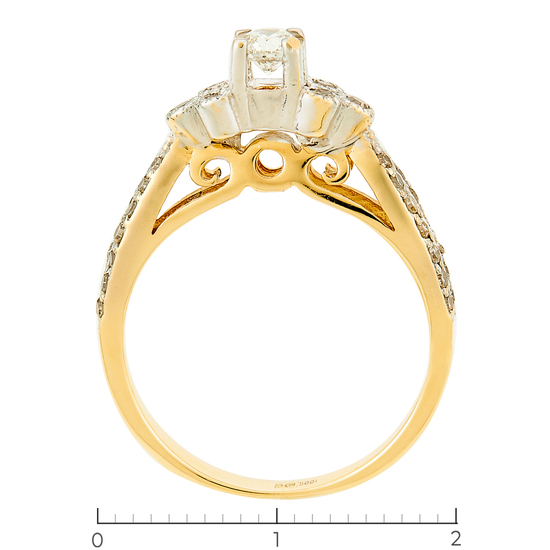 Кольцо из комбинированного золота 500 пробы c 35 бриллиантами, Л09088419 за 29000