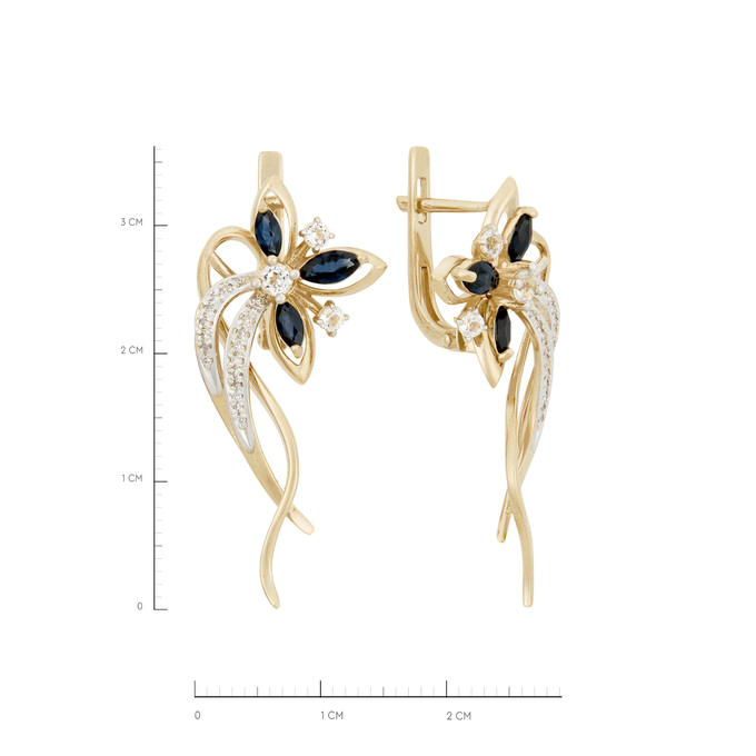 Серьги из золота 585 пробы c сапфирами, топазами и бриллиантами, Л 4807 9059 за 59000