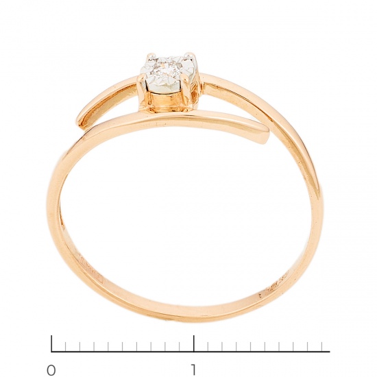 Кольцо из комбинированного золота 585 пробы c 1 бриллиантом, Л29121156 за 6250