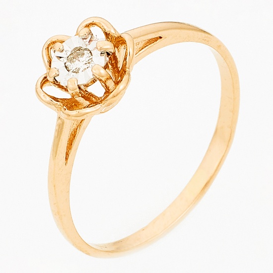 Кольцо из комбинированного золота 585 пробы c 1 бриллиантом, Л52066608 за 6900