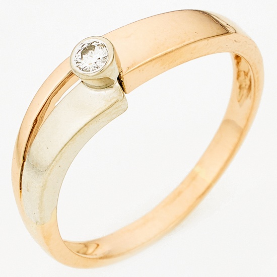 Кольцо из комбинированного золота 585 пробы c 1 бриллиантом, Л45066814 за 13740