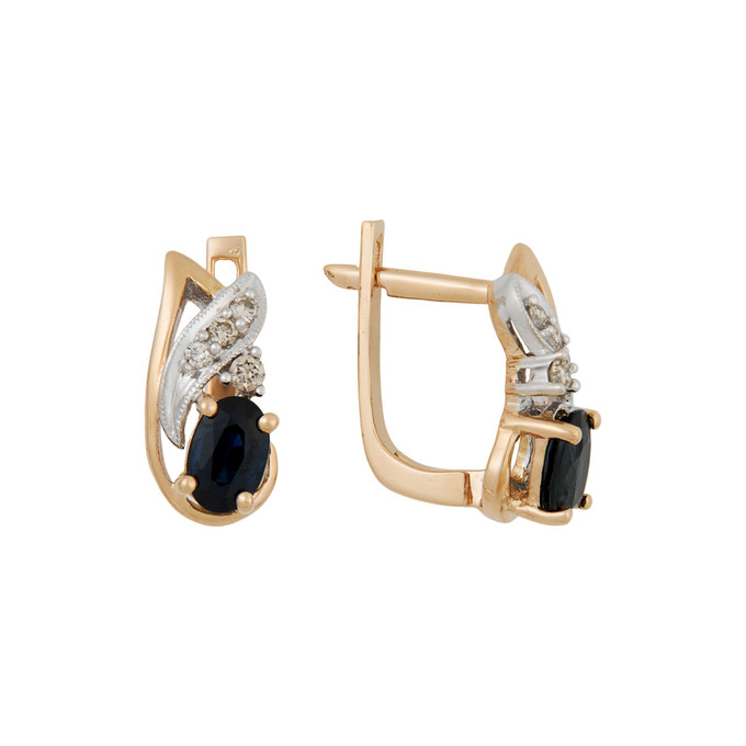 Серьги из золота 585 пробы с сапфирами и бриллиантами, Л 0408 9342 за 57900