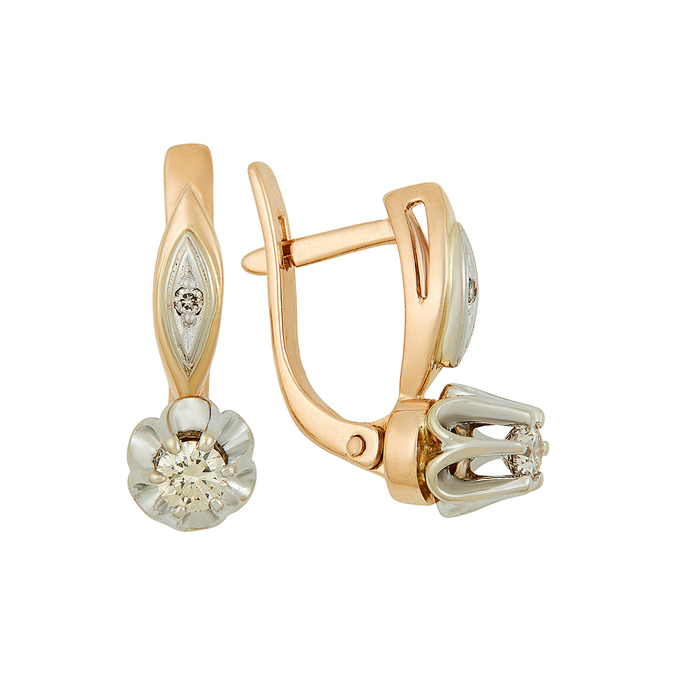 Серьги из золота 585 пробы c бриллиантами