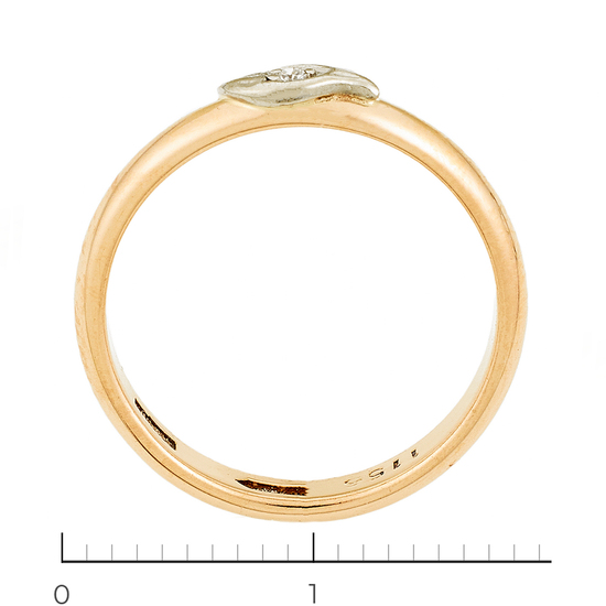 Кольцо из комбинированного золота 585 пробы c 1 бриллиантом, Л23139518 за 9855