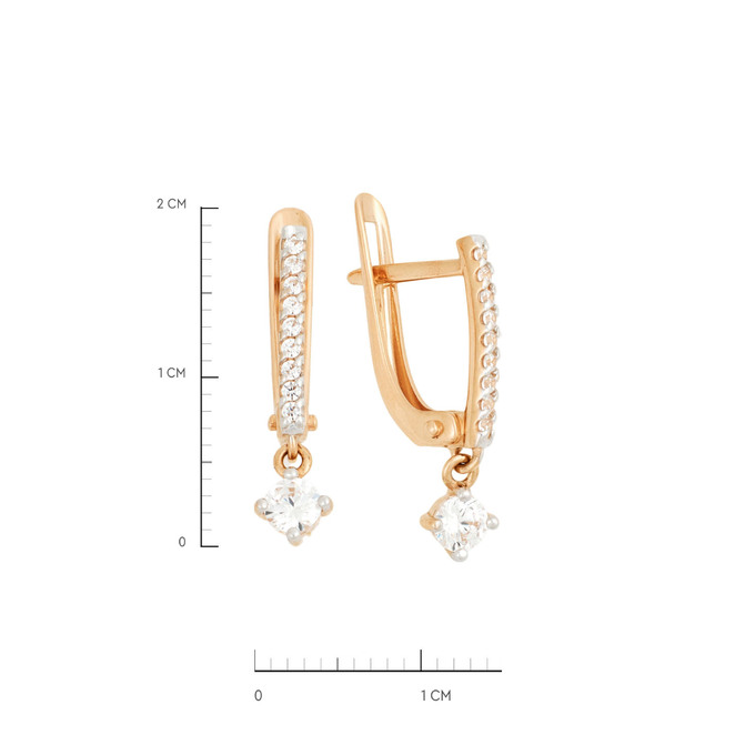 Серьги из золота 585 пробы с фианитами, Л 3015 1778 за 15000