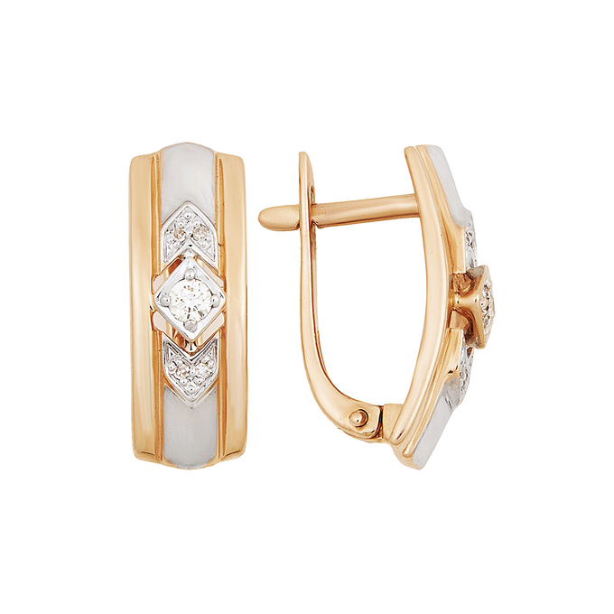 Серьги из золота 585 пробы c бриллиантами, Л 2507 3841 за 58240