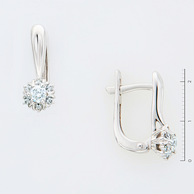 Серьги из золота 585 пробы c 14 бриллиантами