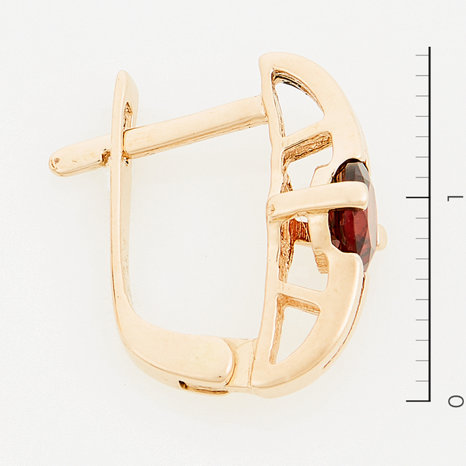 Серьги из красного золота 585 пробы c 2 гранатами
