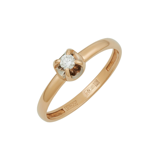 Кольцо из золота 585 пробы c бриллиантом