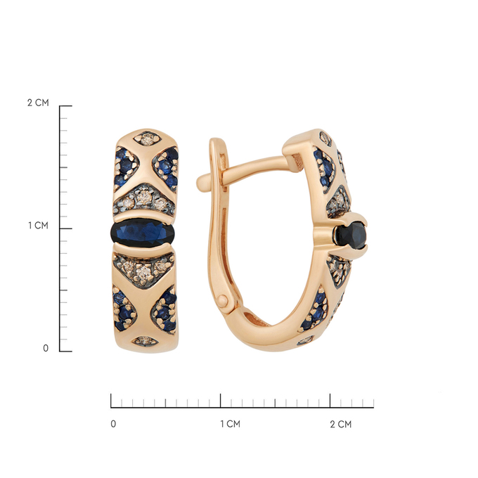 Серьги из золота 585 пробы c сапфирами и бриллиантами, К 0000 5648 за 69800