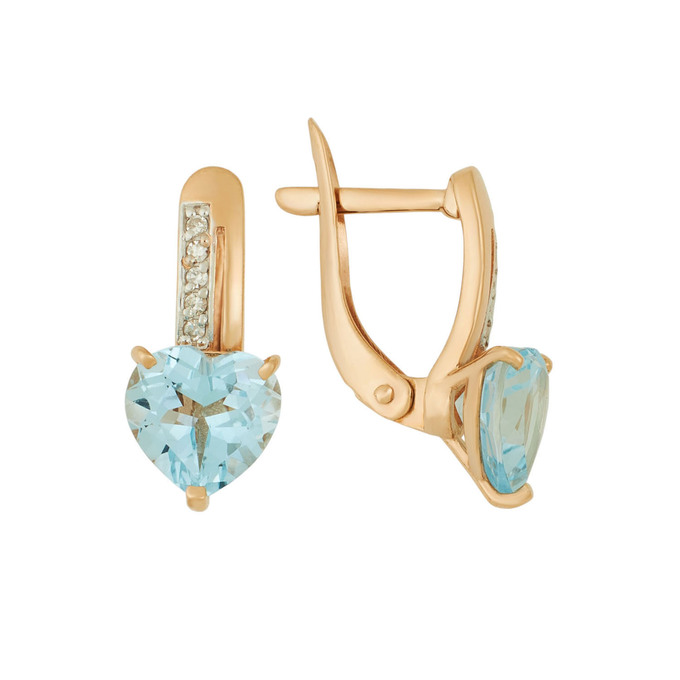 Серьги из золота 585 пробы c топазами и бриллиантами