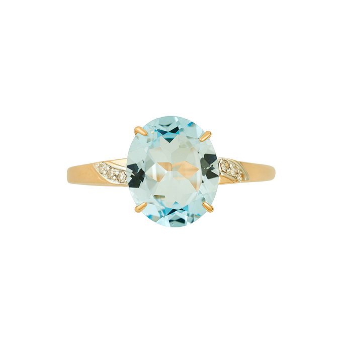 Кольцо из золота 585 пробы c топазом и бриллиантами, Л 1208 5261 за 33600