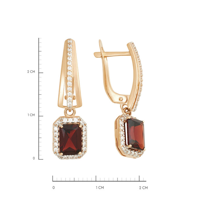 Серьги из золота 585 пробы с гранатами и фианитами, Ц О007 5472 за 41600