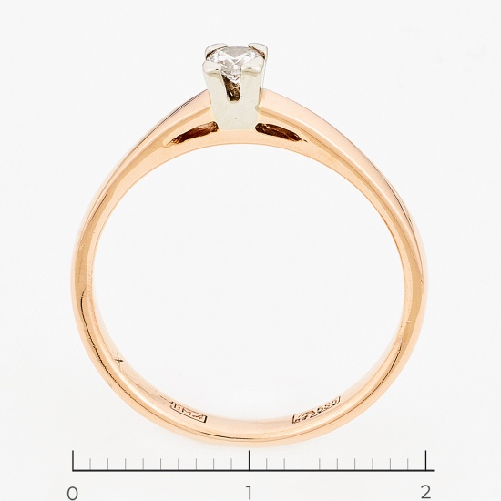 Кольцо из комбинированного золота 585 пробы c 1 бриллиантом, Л43057107 за 14750