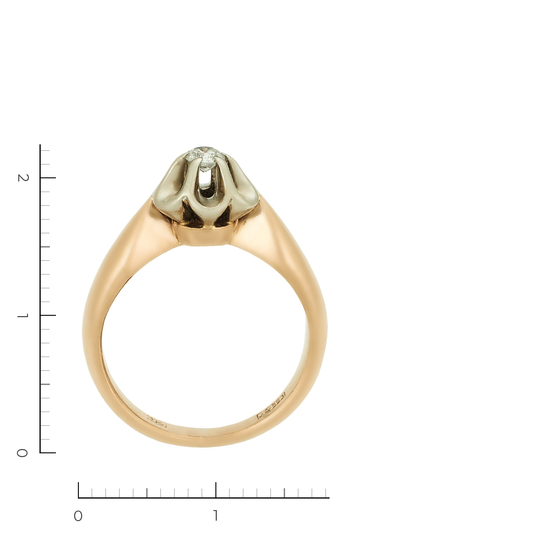 Кольцо из комбинированного золота 583 пробы c 1 бриллиантом, Л45071331 за 24525