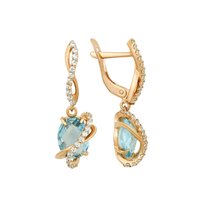 Серьги из золота 585 пробы c топазами и фианитами, Ц О007 3074 за 46400